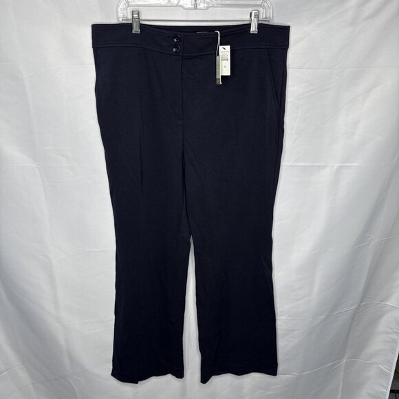 New Talbots Pants Womens Size 16 Navy Blue Wide Legs Italian Knit Stretch - Picture 1 of 12